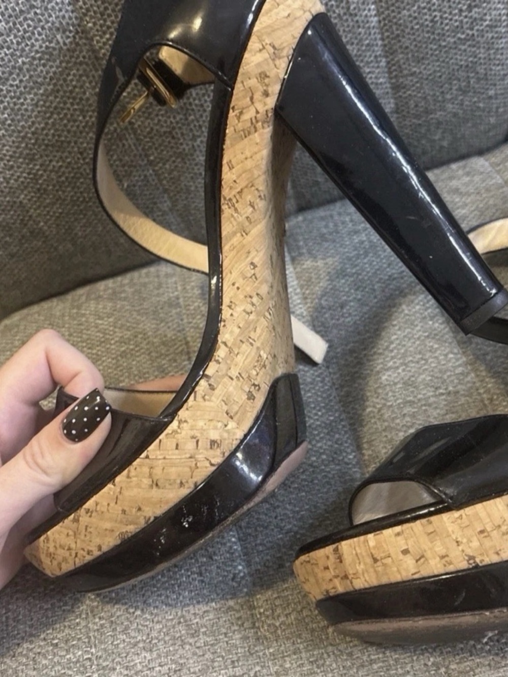 Prada Black Patent Leather Ankle-Strap Heels - Picture 4 of 5